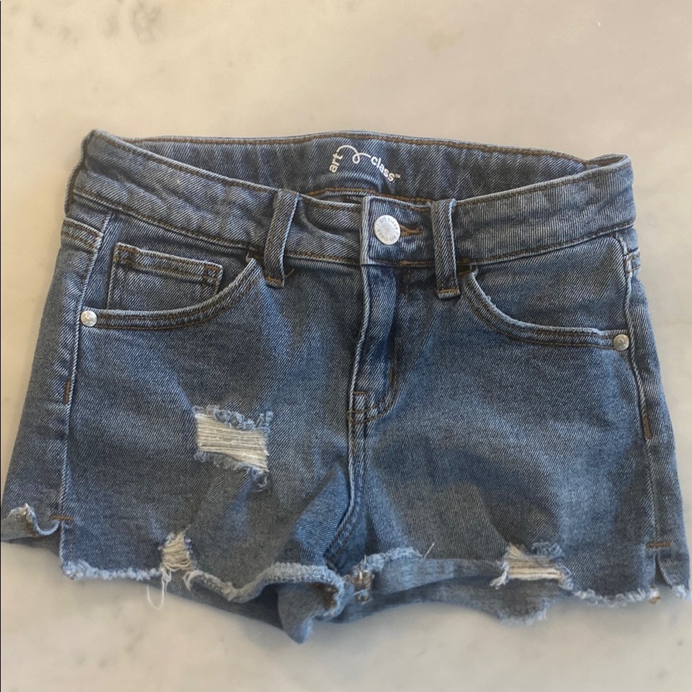 Denim Blue Distressed Shorts